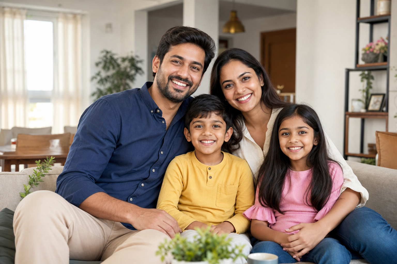 Happy family in a safe, healthy home